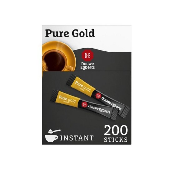 Douwe Egberts Pure Gold Instant Koffie Sticks Dispenserdoos (pak 200 stuks)