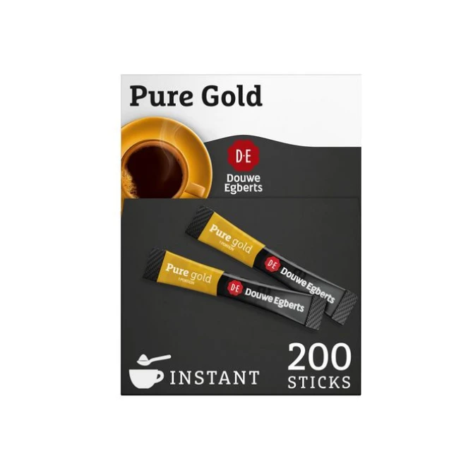 Douwe Egberts Pure Gold Instant Koffie Sticks Dispenserdoos (pak 200 stuks)