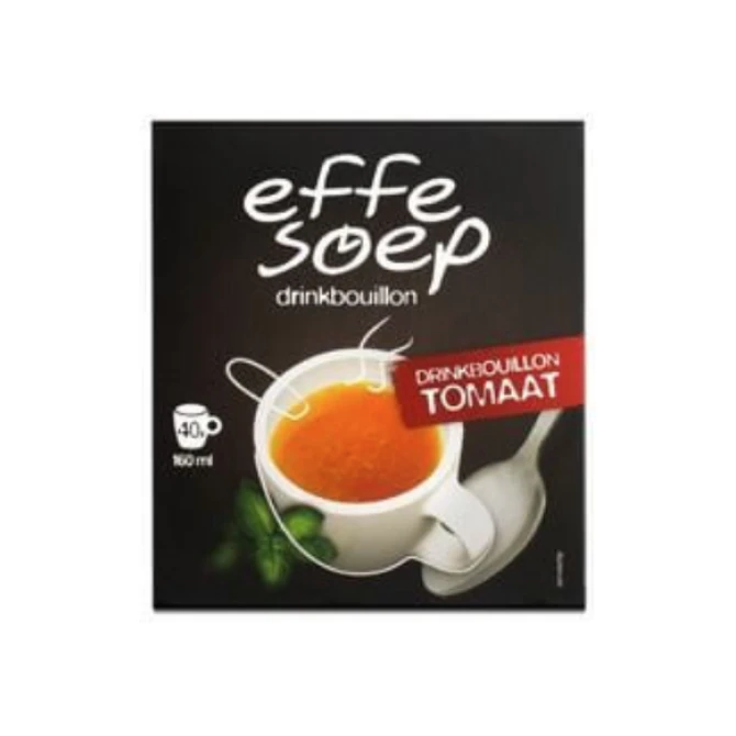 Effe Soep Drinkbouillon tomaat. 160ml (pak 40 stuks) Effe Soep Drinkbouillon tomaat. 160ml (pak 40 stuks)