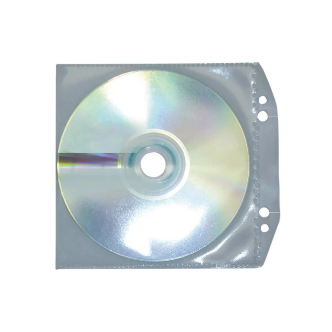 DURABLE CD/DVD Hoes met 2-gaats Perforatie PP Transparant (pak 10 stuks)