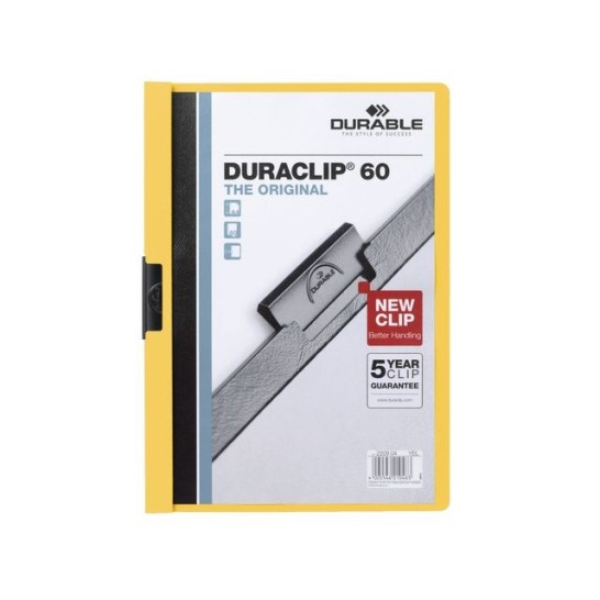 Durable Duraclip® Klemmap A4. 1-60 vel. Geel (pak 25 stuks)