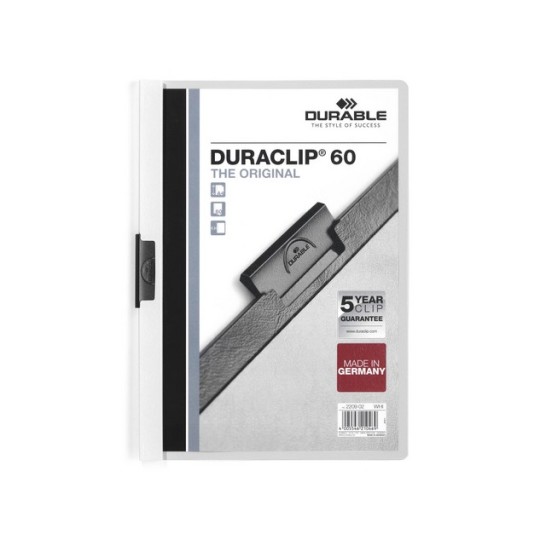 Durable Duraclip® Klemmap A4. 1-60 vel. Wit (pak 25 stuks)