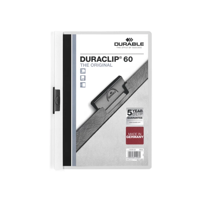 Durable Duraclip® Klemmap A4 1-60 vel Wit (pak 25 stuks) Durable Duraclip® Klemmap A4 1-60 vel Wit (pak 25 stuks)