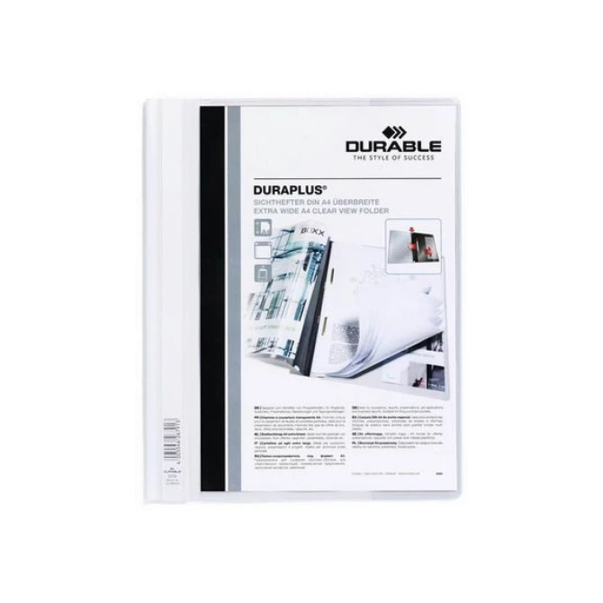 DURABLE Duraplus Snelhechtmap A4 Extra Breed 100 vel Wit (pak 25 stuks) DURABLE Duraplus Snelhechtmap A4 Extra Breed 100 vel Wit (pak 25 stuks)