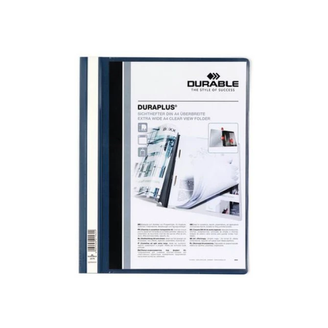 DURABLE Duraplus Snelhechtmap A4 Extra Breed PP 100 vel Blauw (pak 25 stuks) DURABLE Duraplus Snelhechtmap A4 Extra Breed PP 100 vel Blauw (pak 25 stuks)