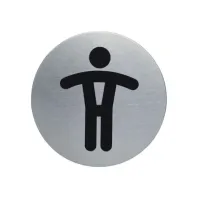 Durable Herentoilet Pictogram. RVS. diameter 83 mm. Zilver