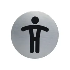 Durable Herentoilet Pictogram. RVS. diameter 83 mm. Zilver