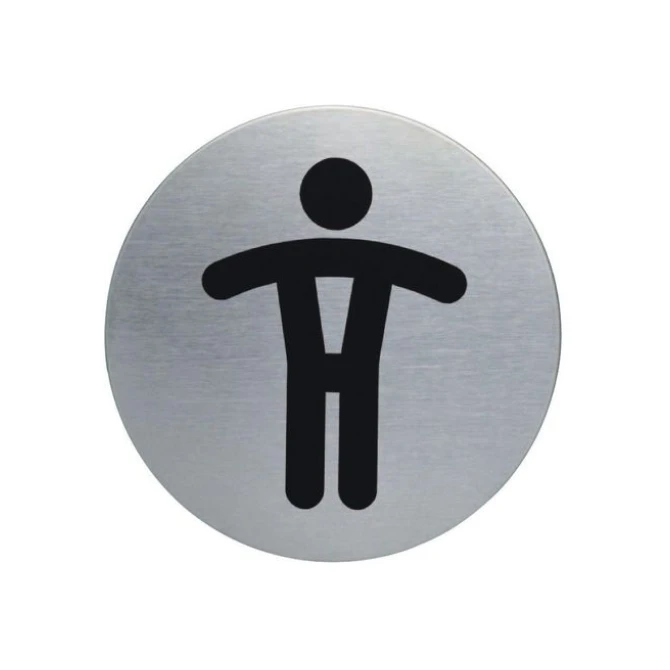 Durable Herentoilet Pictogram. RVS. diameter 83 mm. Zilver