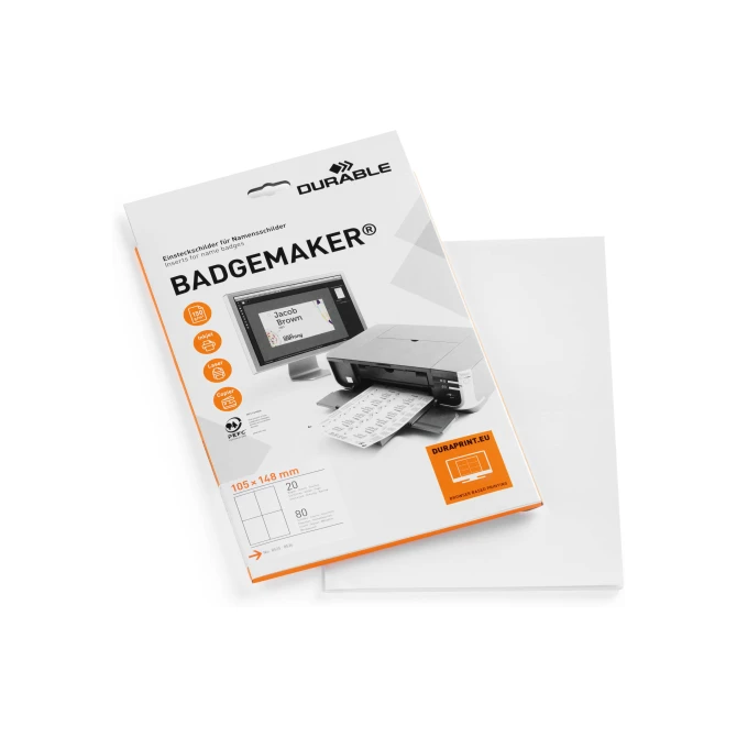 Durable Insteekkaart naambadge A6 (pak 80 stuks) Durable Insteekkaart naambadge A6 (pak 80 stuks)