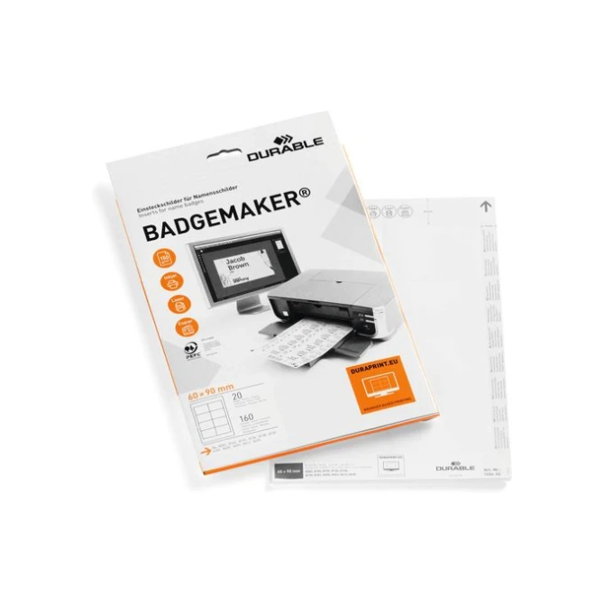 Durable Insteekkaartjes naambadge Duraprint 60 x 90 mm (pak 160 stuks)