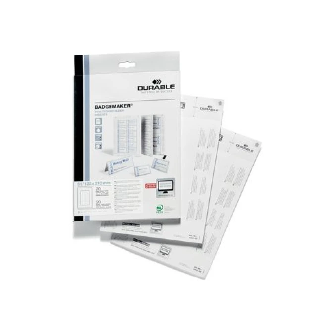 DURABLE Insteekkaartjes tafelnaamborden Duraprint 64/122 x 210 mm (pak 20 stuks) DURABLE Insteekkaartjes tafelnaamborden Duraprint 64/122 x 210 mm (pak 20 stuks)