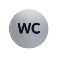 Durable Toilet Pictogram. RVS. diameter 83 mm. Zilver