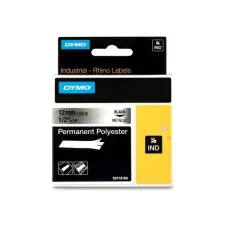 Dymo 18486 industriële permanente polyester etiketten zwart op metallic 12 mm x 5.5 m Dymo 18486 industriële permanente polyester etiketten zwart op metallic 12 mm x 5.5 m