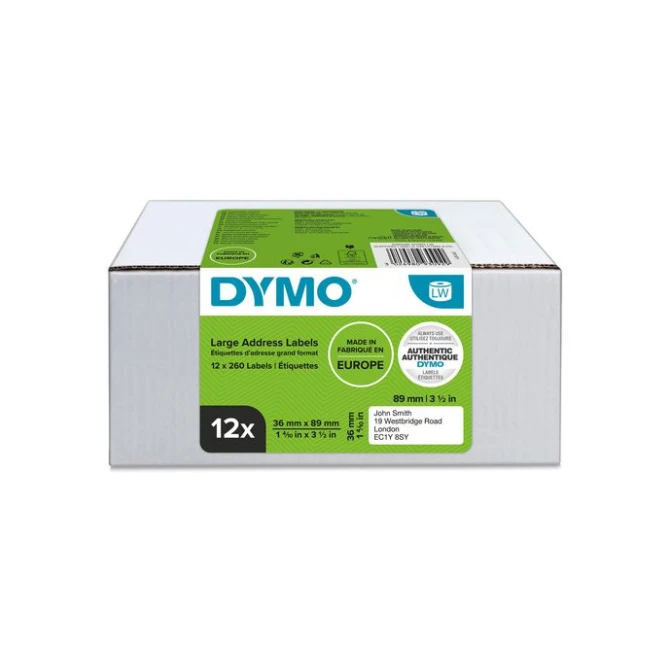 DYMO 99012 Etiket 36 x 89 mm (pak 12 rollen)