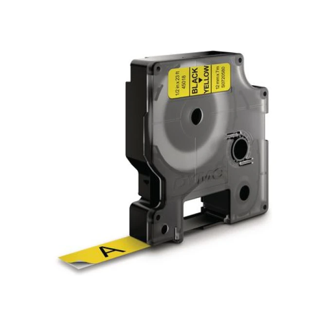 DYMO D1 Labelcassette 12 mm x 7 m Zwart op Geel DYMO D1 Labelcassette 12 mm x 7 m Zwart op Geel