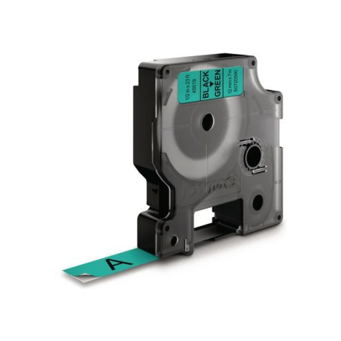 DYMO D1 Labelcassette 12 mm x 7 m Zwart op Groen DYMO D1 Labelcassette 12 mm x 7 m Zwart op Groen