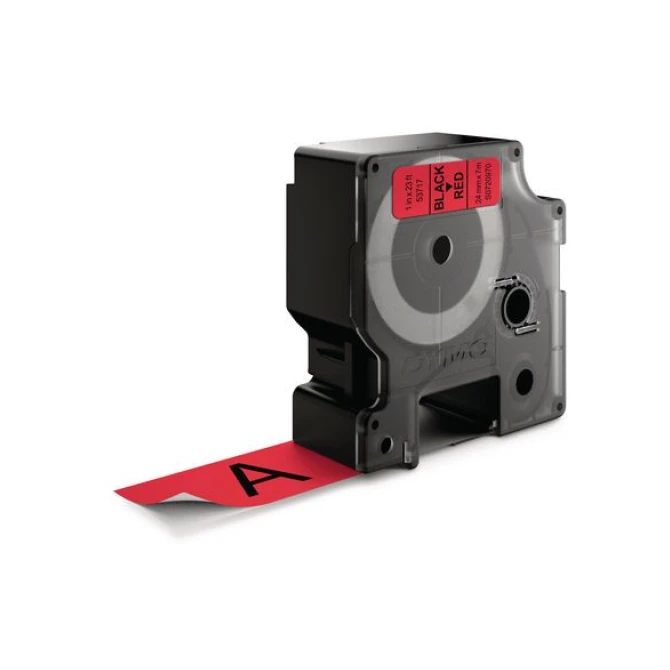 DYMO D1 labeltape 24 mm Zwart op rood (rol 7 meter) DYMO D1 labeltape 24 mm Zwart op rood (rol 7 meter)