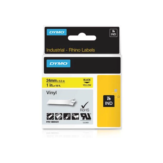 DYMO Dymo 1805431 IND Rhino tape vinyl zwart op geel 24 mm (origineel)