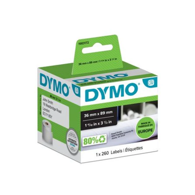 DYMO LW Adreslabels Papier 36 x 89 mm Zwart op Wit