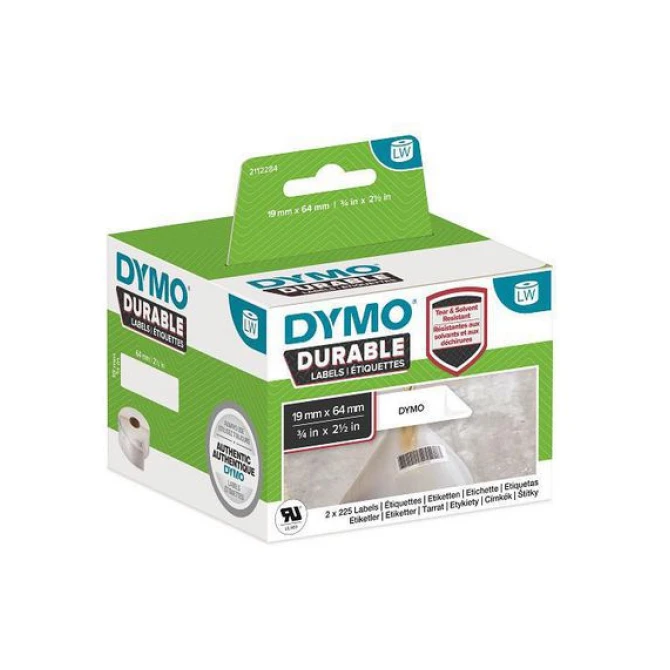 DYMO LW Streepjescode-labels 19 x 64 mm Papier Zwart op Wit (doos 2 rollen)