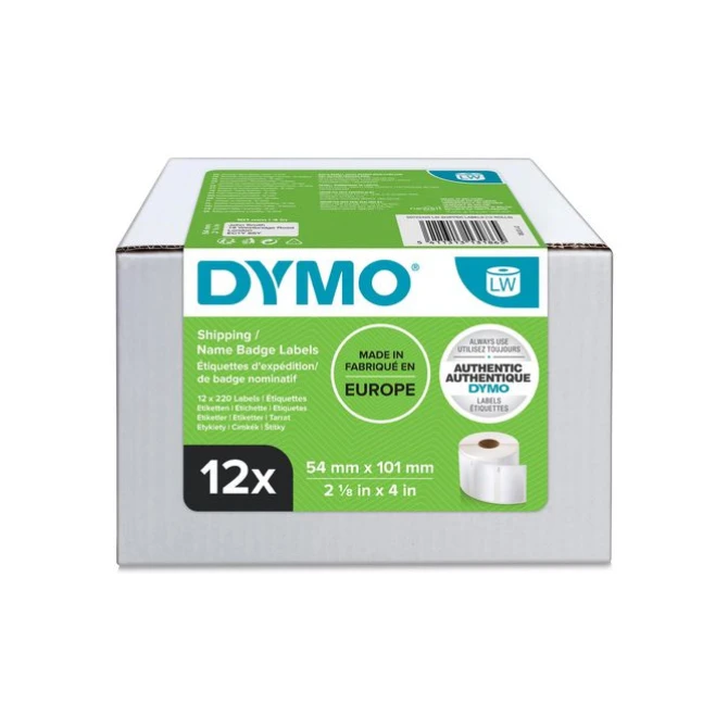 DYMO LW Verzendlabels Papier 54 x 101 mm Zwart op Wit (pak 12 rollen) DYMO LW Verzendlabels Papier 54 x 101 mm Zwart op Wit (pak 12 rollen)