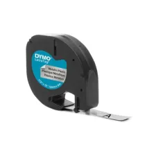 DYMO LetraTag Labeltape 12 mm x 4 m Zwart op Zilver DYMO LetraTag Labeltape 12 mm x 4 m Zwart op Zilver