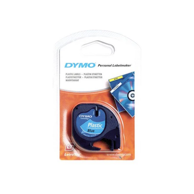 DYMO LetraTag Labeltape Plastic 12 mm x 4 m Zwart op Blauw DYMO LetraTag Labeltape Plastic 12 mm x 4 m Zwart op Blauw