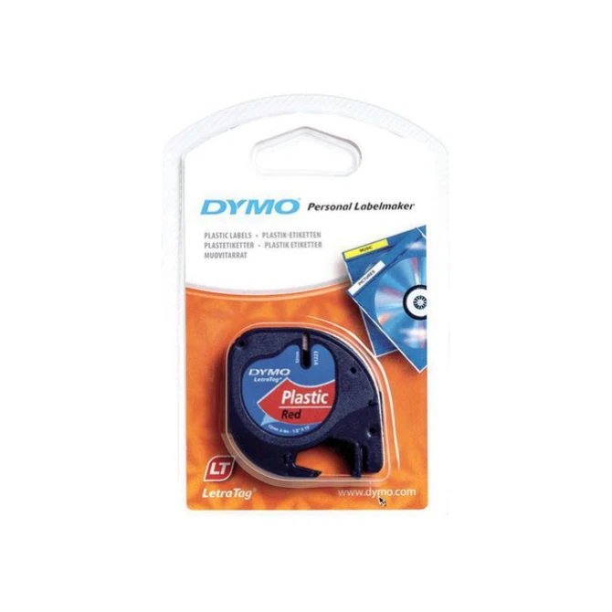 DYMO LetraTag Labeltape Plastic 12 mm x 4 m Zwart op Rood DYMO LetraTag Labeltape Plastic 12 mm x 4 m Zwart op Rood