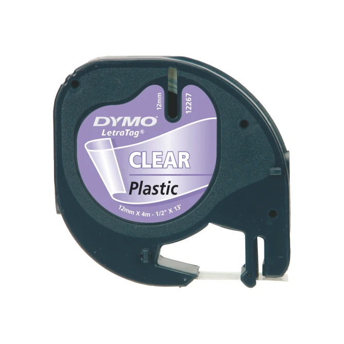 DYMO LetraTag Labeltape Plastic 12 mm x 4 m Zwart op Transparant DYMO LetraTag Labeltape Plastic 12 mm x 4 m Zwart op Transparant
