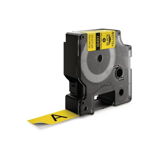 DYMO Rhino Flexibele Nylon Etiketten 19 mm x 35 m Zwart op Geel