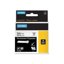 DYMO S0718240 / 18482 IND Rhino tape permanent polyester zwart op wit 9 mm (origineel) DYMO S0718240 / 18482 IND Rhino tape permanent polyester zwart op wit 9 mm (origineel)