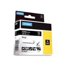 DYMO Rhino Tape Vinyl 12 mm Wit Op Zwart DYMO Rhino Tape Vinyl 12 mm Wit Op Zwart