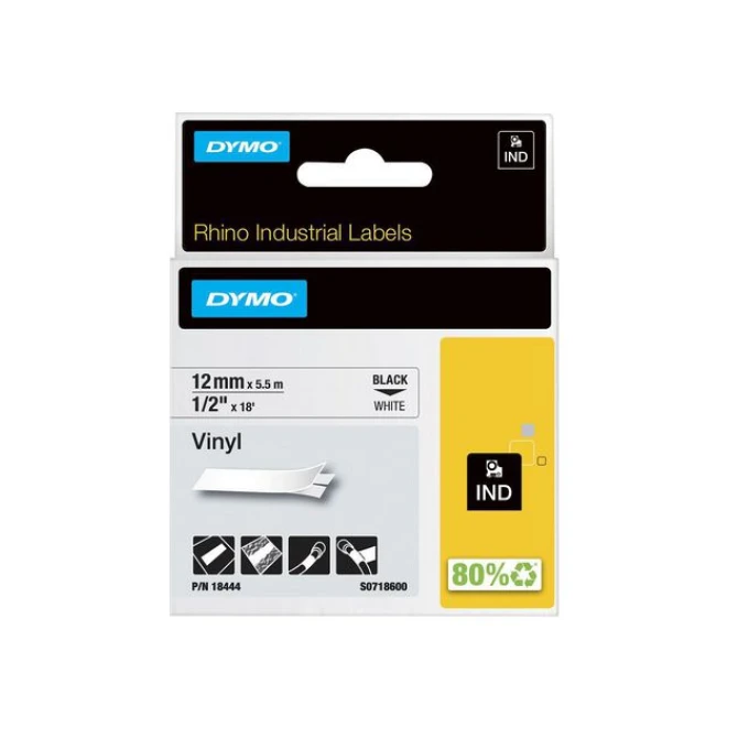 DYMO Rhino tape 12 mm wit vinyl