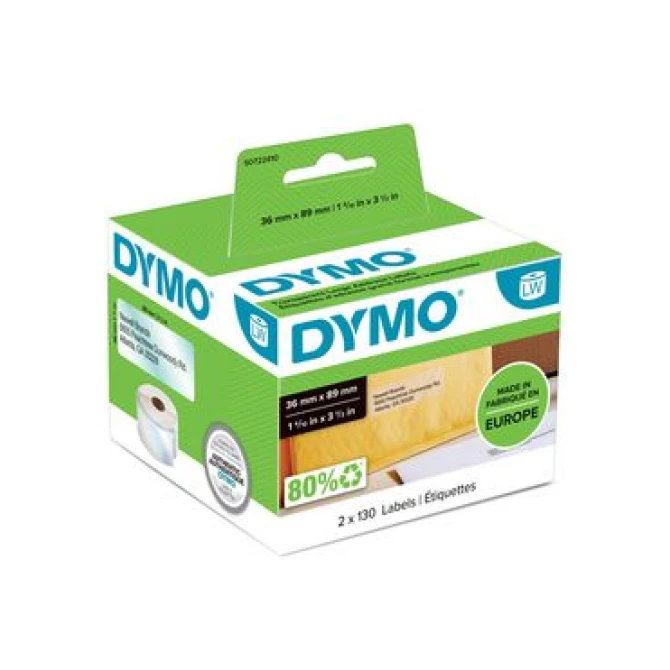 DYMO S0722410 LW Adreslabels Papier 36 x 89 mm Transparant (pak 260 stuks)