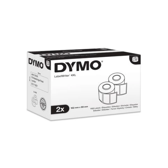 DYMO S0947420 LW verzendetiketten met hoge capaciteit zwart op wit 59 x 102 mm (pak 2 rollen)