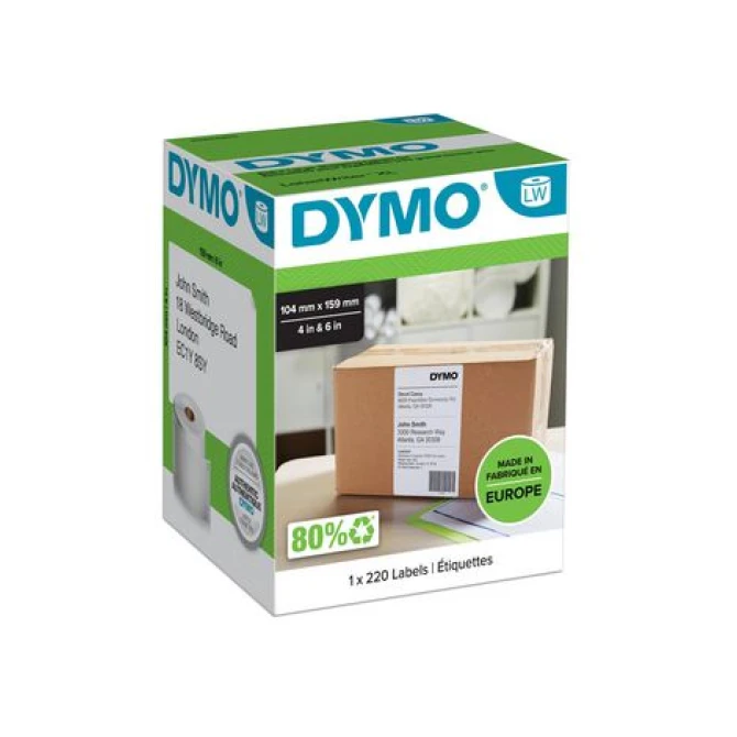 DYMO Verzendlabels Papier 104 x 159 mm Zwart op Wit (pak 220 stuks)