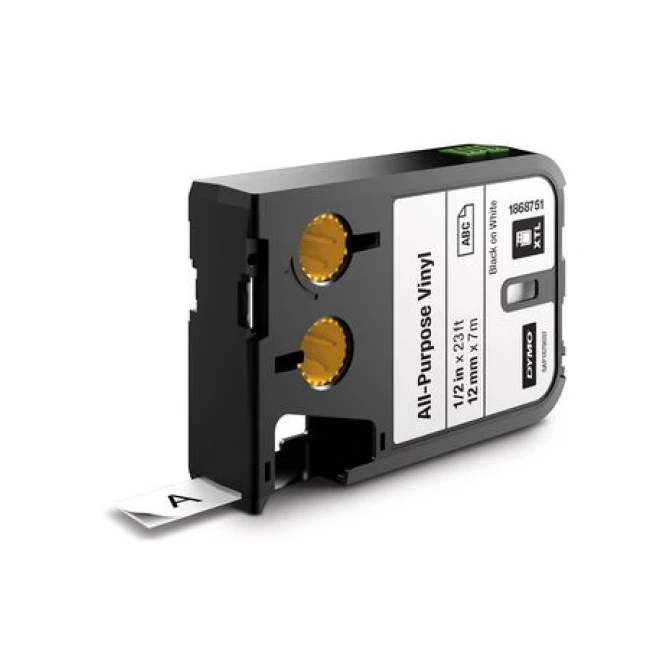 DYMO XTL™ Universeel Vinyl 12mm zwart op wit DYMO XTL™ Universeel Vinyl 12mm zwart op wit