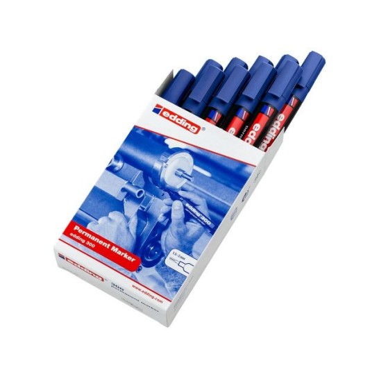 EDDING 300 Permanente Marker Ronde Punt 15 - 3 mm Blauw (pak 10 stuks)