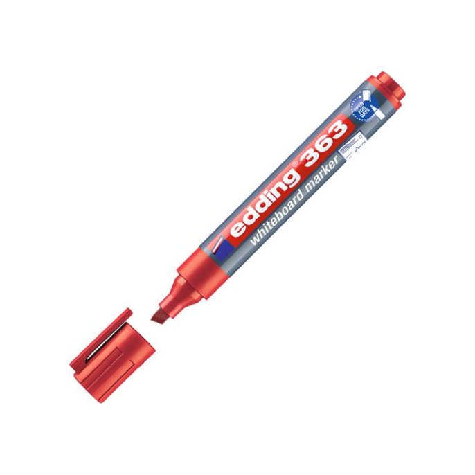 EDDING 363 Whiteboardmarker Beitelvormige Punt 1 - 5 mm Rood (doos 10 stuks) EDDING 363 Whiteboardmarker Beitelvormige Punt 1 - 5 mm Rood (doos 10 stuks)