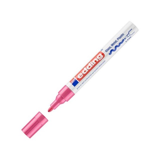 EDDING 750 merkstift permanente inkt middelgrote ronde punt 2 - 4 mm lijndikte roze (pak 10 stuks)