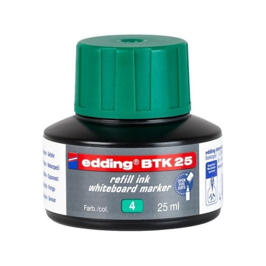 EDDING BTK 25-inktnavulling voor EDDING EcoLine 28 en 29 whiteboardmarkers groen (fles 25 milliliter)