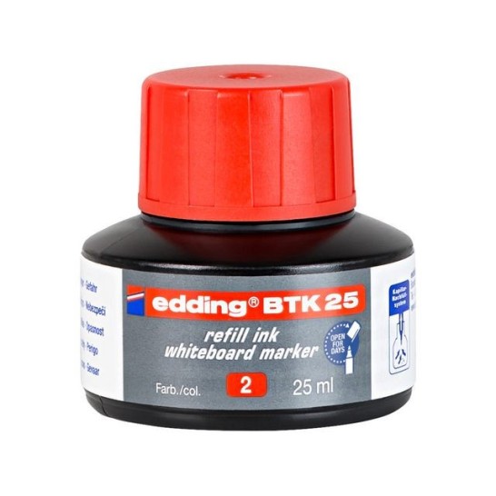 EDDING BTK 25-inktnavulling voor EDDING EcoLine 28 en 29 whiteboardmarkers rood (fles 25 milliliter)