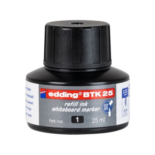 EDDING BTK 25-inktnavulling voor EDDING EcoLine 28 en 29 whiteboardmarkers zwart (fles 25 milliliter)