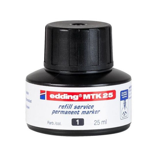 EDDING MTK 25-inktnavulling voor EDDING EcoLine 21 en 22 permanente markers zwart (fles 25 milliliter)