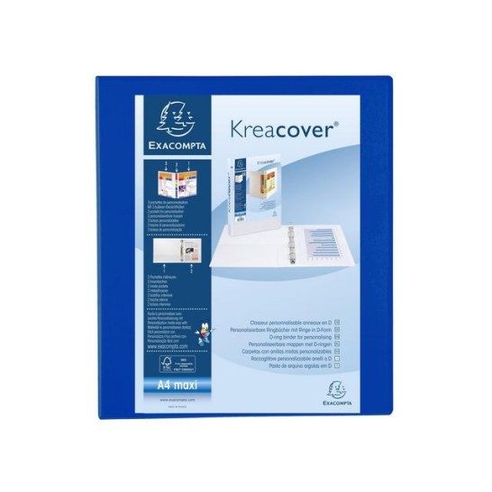 EXACOMPTA KreaCover Presentatieringband A4 Maxi Ringcapaciteit 25 mm 4 rings Blauw