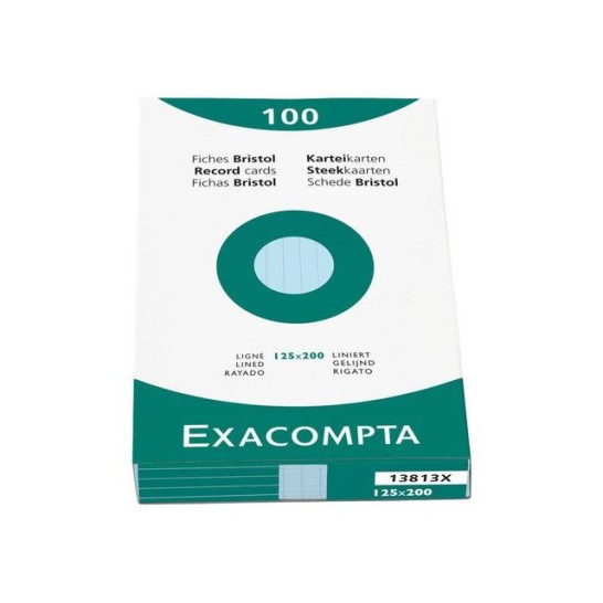 EXACOMPTA Systeemkaart 125 x 200 mm Gelinieerd Blauw (pak 100 stuks)
