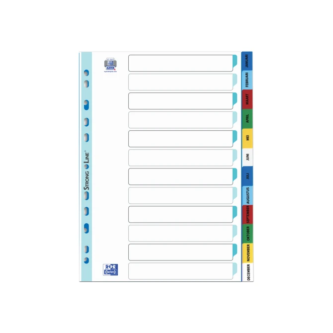 elba Strong-Line voorbedrukt tabblad PP 12-delig A4 assorti