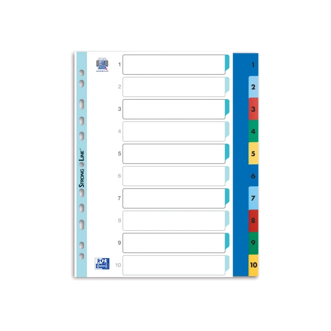 elba Tabbladen gekleurd kunststof 11 rings A4 maxi bedrukte tabs 1-10