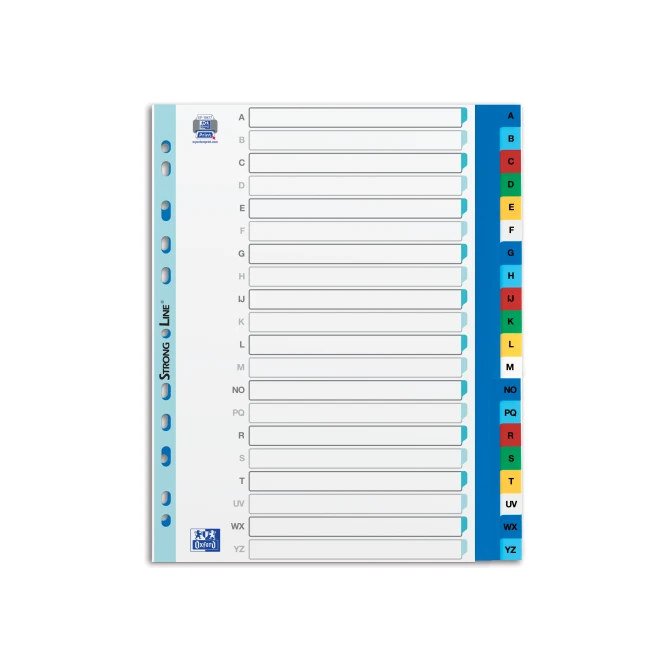 elba Tabbladen gekleurd kunststof 11 rings A4 maxi bedrukte tabs A-Z