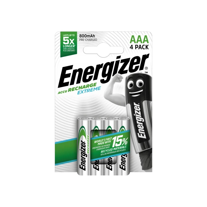 Energizer Oplaadbare Extreme oplaadbare batterijen AAA / NH12 800 mAh blisterverpakking van 4 opgeladen batterijen (pak 4 stuks)